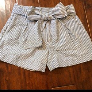 Blue Seersucker Bow Shorts Lauren James XS
